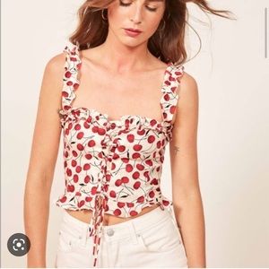 Reformation Bayley Top in Cherry